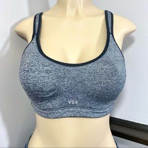 VICTORIA’S SECRET VSX Sports Bra Size 34C Gray Black Marled Underwire